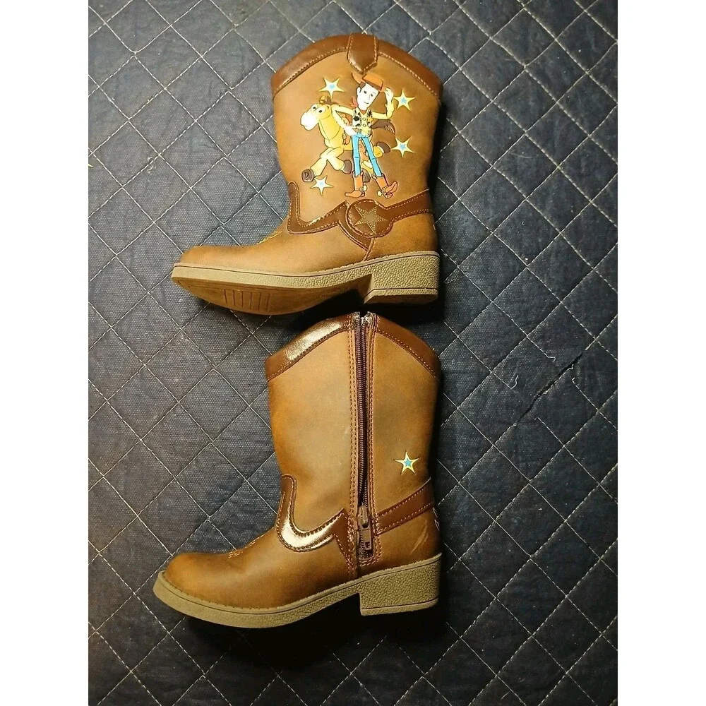 Brown Western Pull On Boots Toy Story Woody Embroidered Unisex Kids Size 8